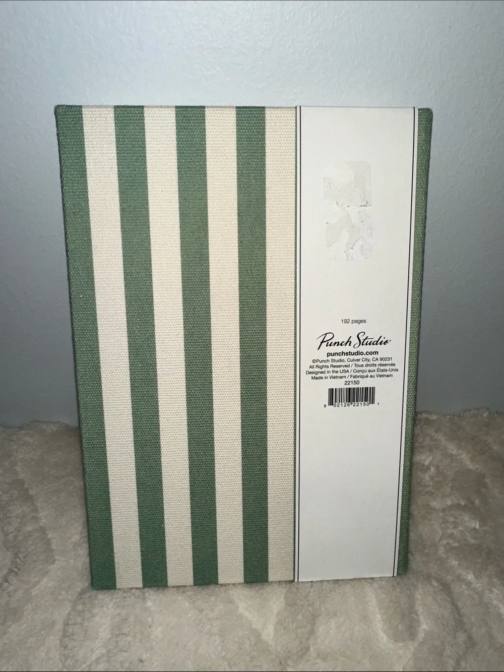 PS White Green Stripes Embroidered Pink Floral hard cover lined pages journal